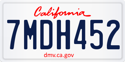 CA license plate 7MDH452