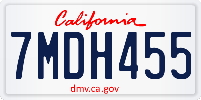 CA license plate 7MDH455