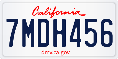 CA license plate 7MDH456