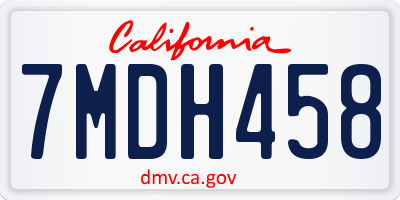 CA license plate 7MDH458