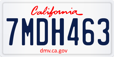 CA license plate 7MDH463