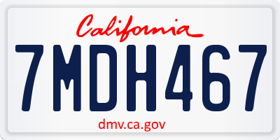 CA license plate 7MDH467