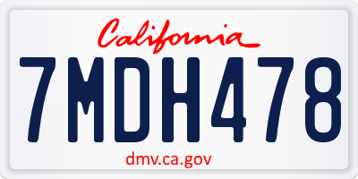 CA license plate 7MDH478