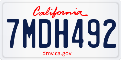 CA license plate 7MDH492