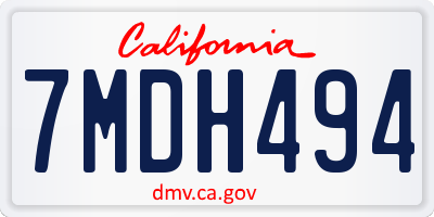 CA license plate 7MDH494