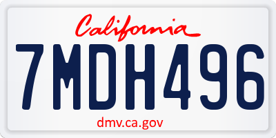 CA license plate 7MDH496