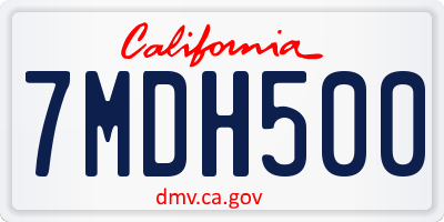 CA license plate 7MDH500