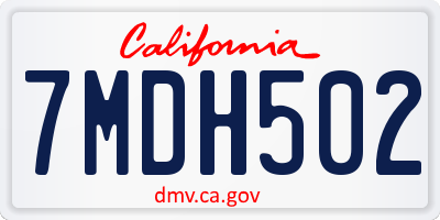 CA license plate 7MDH502