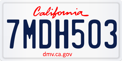 CA license plate 7MDH503