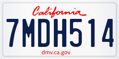 CA license plate 7MDH514