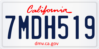 CA license plate 7MDH519