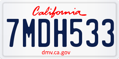 CA license plate 7MDH533