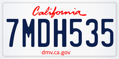 CA license plate 7MDH535