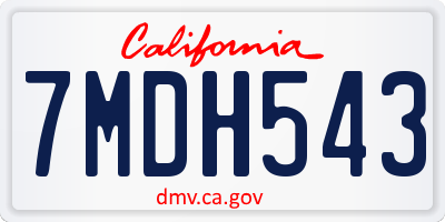 CA license plate 7MDH543