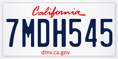 CA license plate 7MDH545