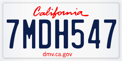 CA license plate 7MDH547