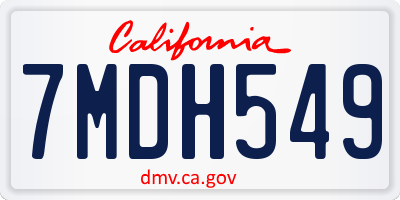 CA license plate 7MDH549