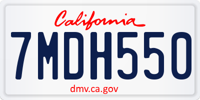 CA license plate 7MDH550