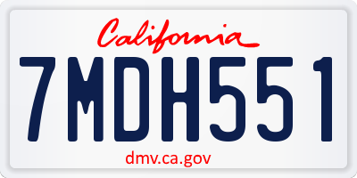 CA license plate 7MDH551