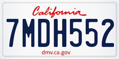 CA license plate 7MDH552