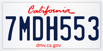 CA license plate 7MDH553