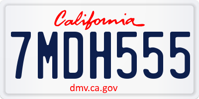 CA license plate 7MDH555