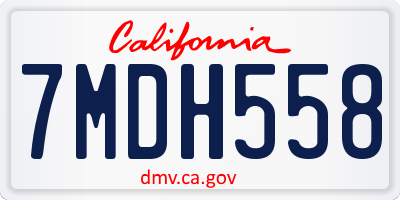 CA license plate 7MDH558