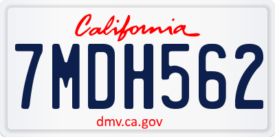 CA license plate 7MDH562