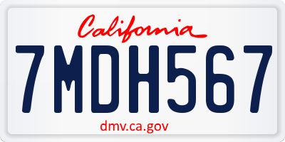 CA license plate 7MDH567