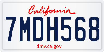 CA license plate 7MDH568