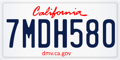 CA license plate 7MDH580