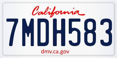 CA license plate 7MDH583