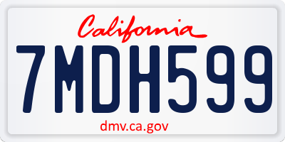 CA license plate 7MDH599