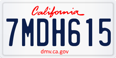 CA license plate 7MDH615