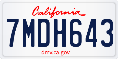 CA license plate 7MDH643