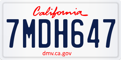 CA license plate 7MDH647