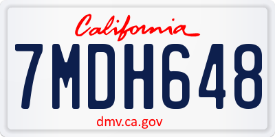 CA license plate 7MDH648