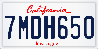CA license plate 7MDH650