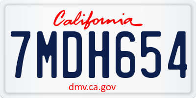 CA license plate 7MDH654