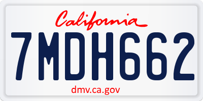 CA license plate 7MDH662