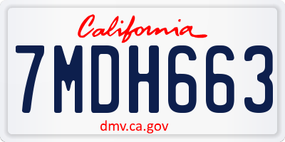 CA license plate 7MDH663