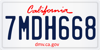 CA license plate 7MDH668