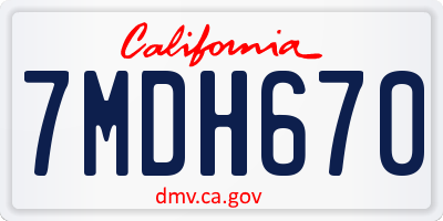 CA license plate 7MDH670