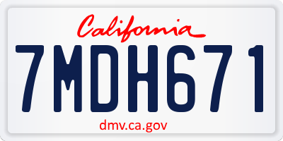 CA license plate 7MDH671