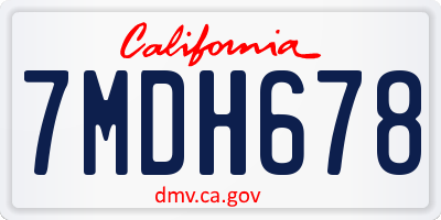 CA license plate 7MDH678