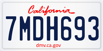 CA license plate 7MDH693