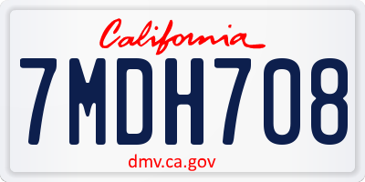 CA license plate 7MDH708