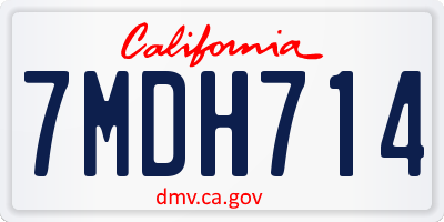 CA license plate 7MDH714