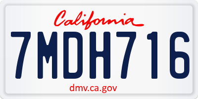 CA license plate 7MDH716