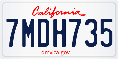 CA license plate 7MDH735